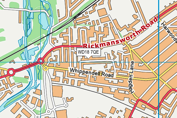 WD18 7QE map - OS VectorMap District (Ordnance Survey) WD18 7QE map - OS VectorMap District (Ordnance Survey)