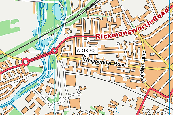 WD18 7QJ map - OS VectorMap District (Ordnance Survey) WD18 7QJ map - OS VectorMap District (Ordnance Survey)