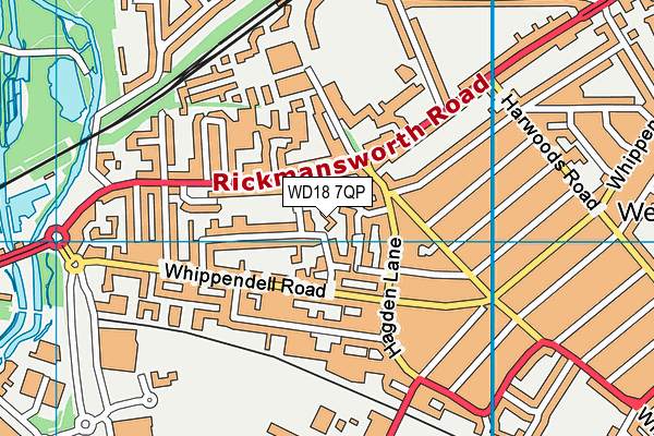 WD18 7QP map - OS VectorMap District (Ordnance Survey) WD18 7QP map - OS VectorMap District (Ordnance Survey)