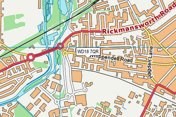 WD18 7QR map - OS VectorMap District (Ordnance Survey)