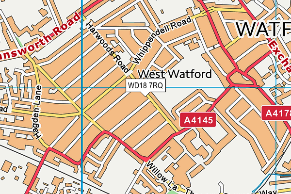 WD18 7RQ map - OS VectorMap District (Ordnance Survey) WD18 7RQ map - OS VectorMap District (Ordnance Survey)