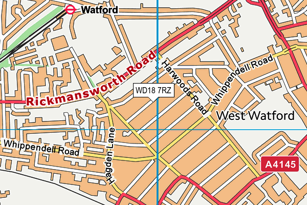 WD18 7RZ map - OS VectorMap District (Ordnance Survey) WD18 7RZ map - OS VectorMap District (Ordnance Survey)