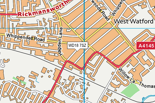 WD18 7SZ map - OS VectorMap District (Ordnance Survey) WD18 7SZ map - OS VectorMap District (Ordnance Survey)