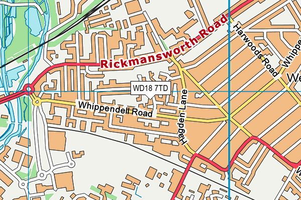 WD18 7TD map - OS VectorMap District (Ordnance Survey) WD18 7TD map - OS VectorMap District (Ordnance Survey)