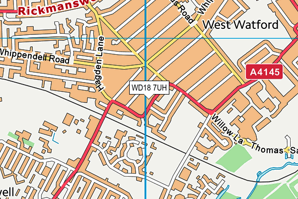 WD18 7UH map - OS VectorMap District (Ordnance Survey) WD18 7UH map - OS VectorMap District (Ordnance Survey)
