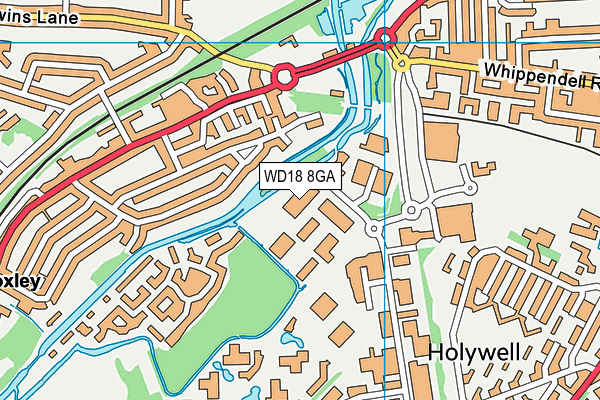 WD18 8GA map - OS VectorMap District (Ordnance Survey) WD18 8GA map - OS VectorMap District (Ordnance Survey)