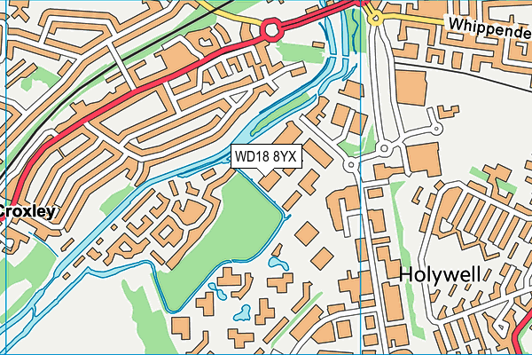 WD18 8YX map - OS VectorMap District (Ordnance Survey) WD18 8YX map - OS VectorMap District (Ordnance Survey)