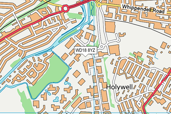 WD18 8YZ map - OS VectorMap District (Ordnance Survey) WD18 8YZ map - OS VectorMap District (Ordnance Survey)
