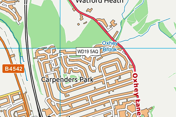 WD19 5AQ map - OS VectorMap District (Ordnance Survey)