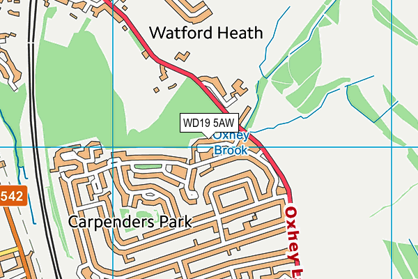 WD19 5AW map - OS VectorMap District (Ordnance Survey)