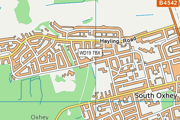 WD19 7BX map - OS VectorMap District (Ordnance Survey)