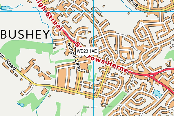 WD23 1AE map - OS VectorMap District (Ordnance Survey) WD23 1AE map - OS VectorMap District (Ordnance Survey)