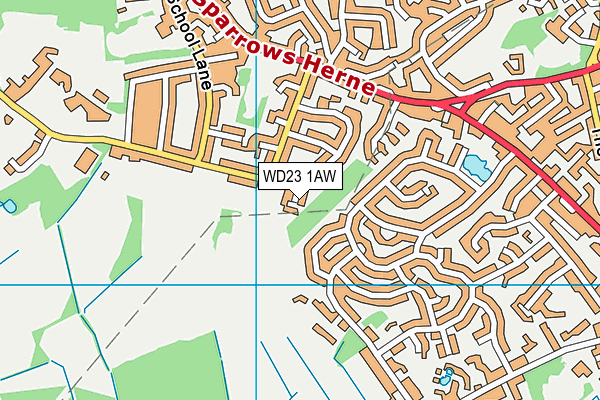 WD23 1AW map - OS VectorMap District (Ordnance Survey) WD23 1AW map - OS VectorMap District (Ordnance Survey)