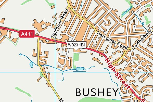 WD23 1BJ map - OS VectorMap District (Ordnance Survey) WD23 1BJ map - OS VectorMap District (Ordnance Survey)