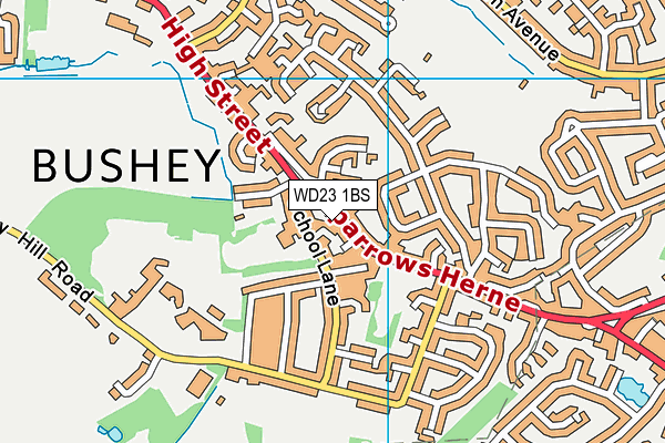 WD23 1BS map - OS VectorMap District (Ordnance Survey) WD23 1BS map - OS VectorMap District (Ordnance Survey)