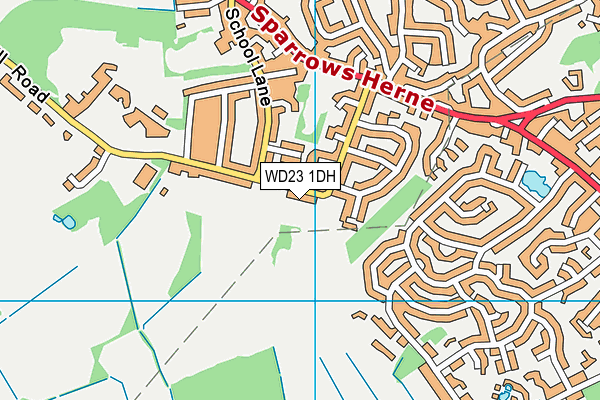WD23 1DH map - OS VectorMap District (Ordnance Survey) WD23 1DH map - OS VectorMap District (Ordnance Survey)