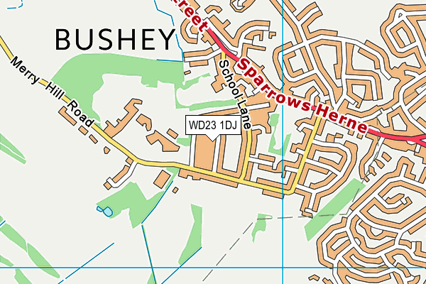 WD23 1DJ map - OS VectorMap District (Ordnance Survey) WD23 1DJ map - OS VectorMap District (Ordnance Survey)