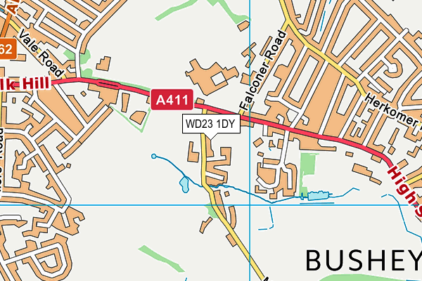 WD23 1DY map - OS VectorMap District (Ordnance Survey) WD23 1DY map - OS VectorMap District (Ordnance Survey)