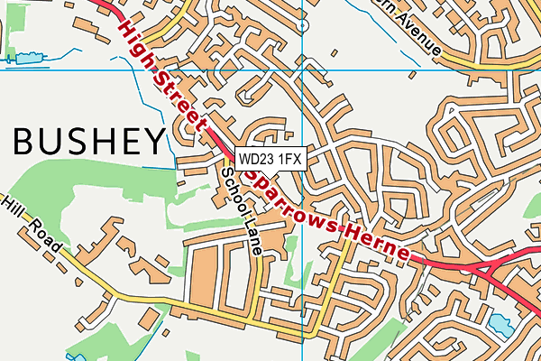 WD23 1FX map - OS VectorMap District (Ordnance Survey) WD23 1FX map - OS VectorMap District (Ordnance Survey)