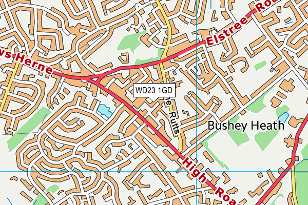 WD23 1GD map - OS VectorMap District (Ordnance Survey)