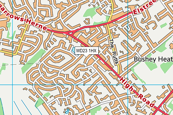 WD23 1HX map - OS VectorMap District (Ordnance Survey) WD23 1HX map - OS VectorMap District (Ordnance Survey)