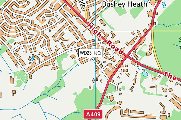 WD23 1JQ map - OS VectorMap District (Ordnance Survey) WD23 1JQ map - OS VectorMap District (Ordnance Survey)