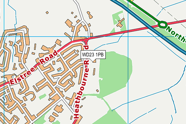WD23 1PB map - OS VectorMap District (Ordnance Survey)