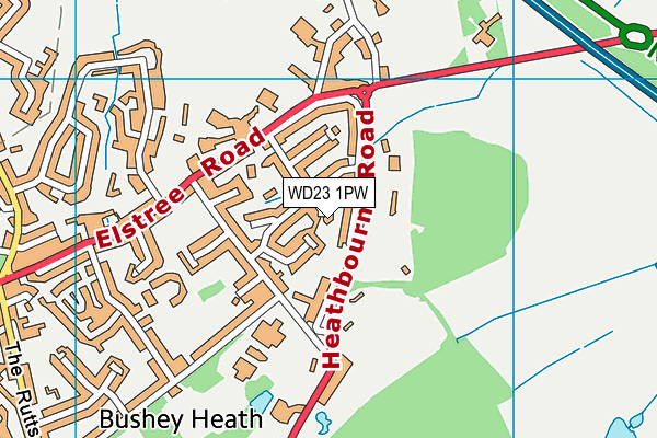 WD23 1PW map - OS VectorMap District (Ordnance Survey) WD23 1PW map - OS VectorMap District (Ordnance Survey)