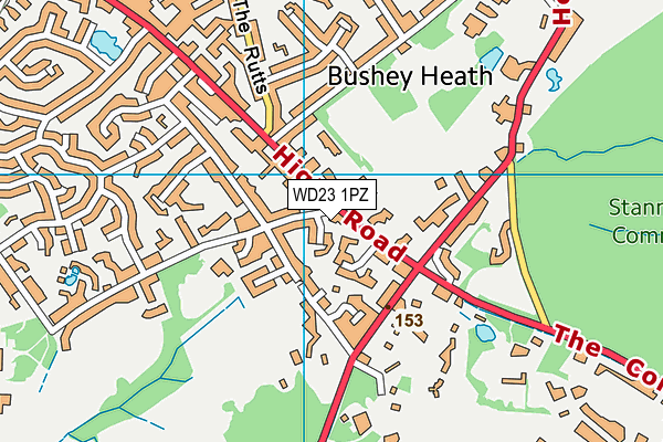 WD23 1PZ map - OS VectorMap District (Ordnance Survey) WD23 1PZ map - OS VectorMap District (Ordnance Survey)