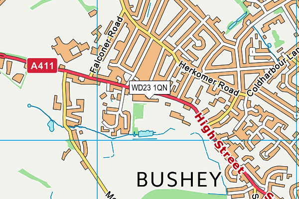 WD23 1QN map - OS VectorMap District (Ordnance Survey) WD23 1QN map - OS VectorMap District (Ordnance Survey)