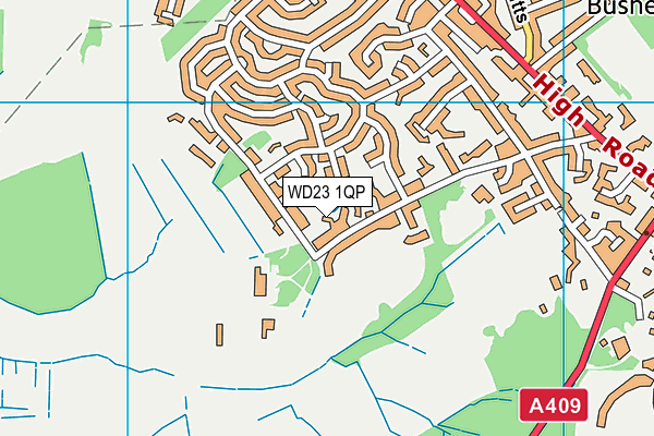 WD23 1QP map - OS VectorMap District (Ordnance Survey) WD23 1QP map - OS VectorMap District (Ordnance Survey)