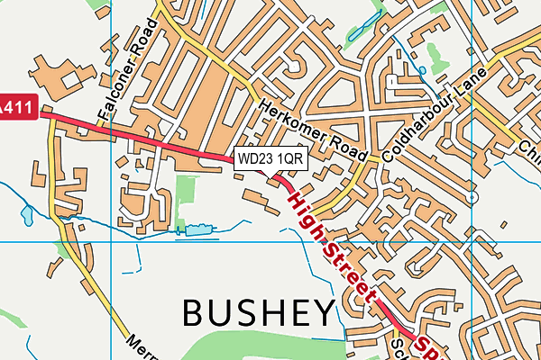 WD23 1QR map - OS VectorMap District (Ordnance Survey) WD23 1QR map - OS VectorMap District (Ordnance Survey)