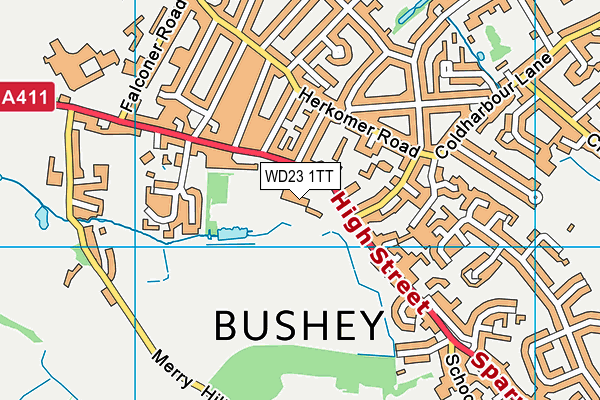 WD23 1TT map - OS VectorMap District (Ordnance Survey) WD23 1TT map - OS VectorMap District (Ordnance Survey)