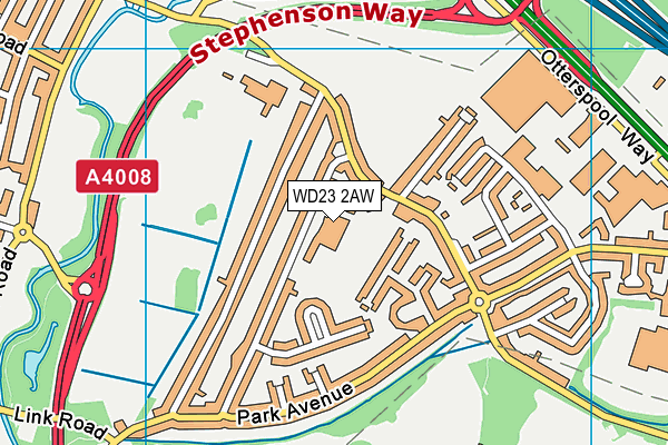 WD23 2AW map - OS VectorMap District (Ordnance Survey) WD23 2AW map - OS VectorMap District (Ordnance Survey)