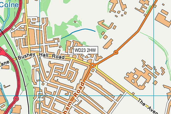 WD23 2HW map - OS VectorMap District (Ordnance Survey)