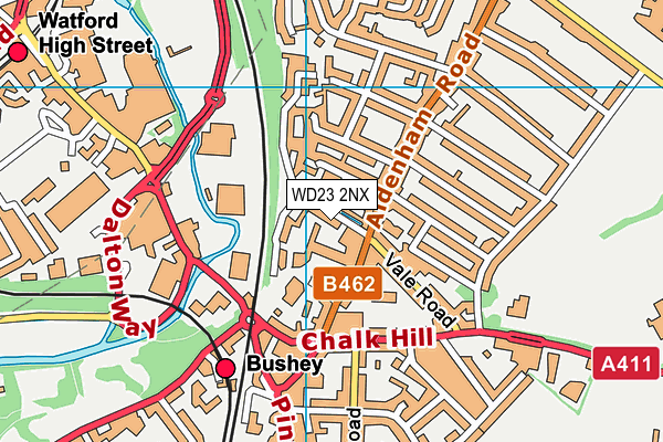 WD23 2NX map - OS VectorMap District (Ordnance Survey)