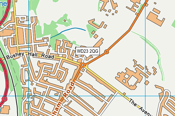 WD23 2QG map - OS VectorMap District (Ordnance Survey)