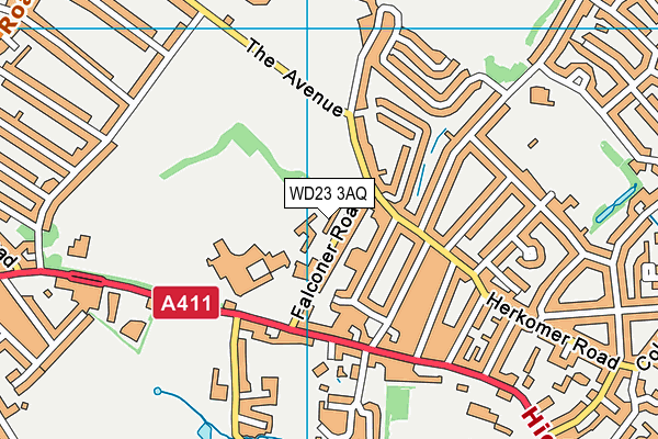 WD23 3AQ map - OS VectorMap District (Ordnance Survey) WD23 3AQ map - OS VectorMap District (Ordnance Survey)