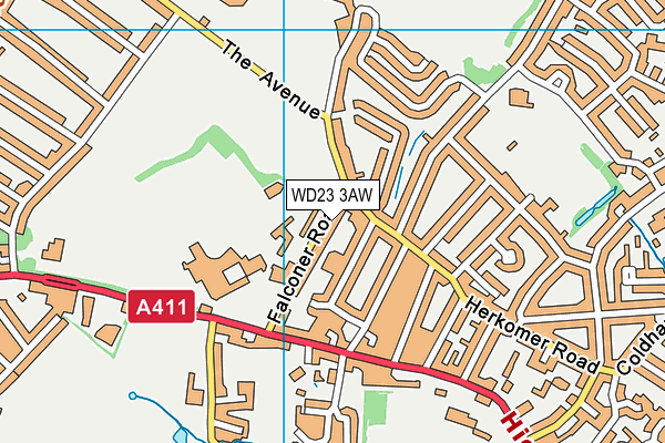 WD23 3AW map - OS VectorMap District (Ordnance Survey) WD23 3AW map - OS VectorMap District (Ordnance Survey)