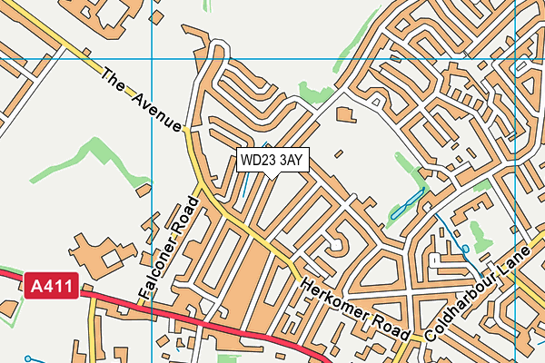 WD23 3AY map - OS VectorMap District (Ordnance Survey) WD23 3AY map - OS VectorMap District (Ordnance Survey)
