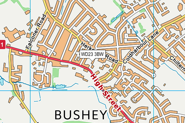 WD23 3BW map - OS VectorMap District (Ordnance Survey)