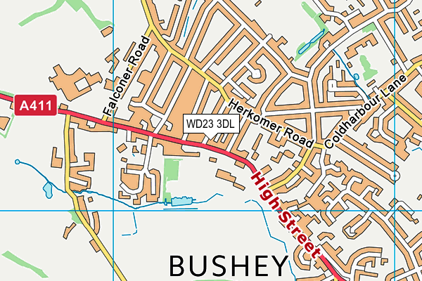 WD23 3DL map - OS VectorMap District (Ordnance Survey)