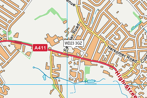 WD23 3GZ map - OS VectorMap District (Ordnance Survey) WD23 3GZ map - OS VectorMap District (Ordnance Survey)