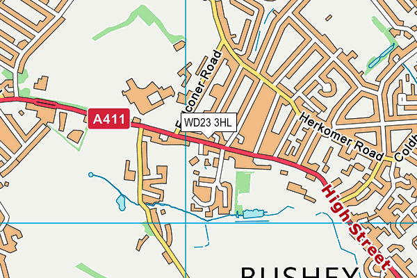 WD23 3HL map - OS VectorMap District (Ordnance Survey) WD23 3HL map - OS VectorMap District (Ordnance Survey)