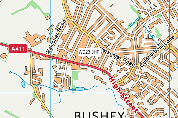 WD23 3HP map - OS VectorMap District (Ordnance Survey)