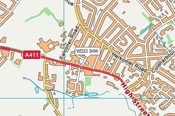 WD23 3HW map - OS VectorMap District (Ordnance Survey) WD23 3HW map - OS VectorMap District (Ordnance Survey)