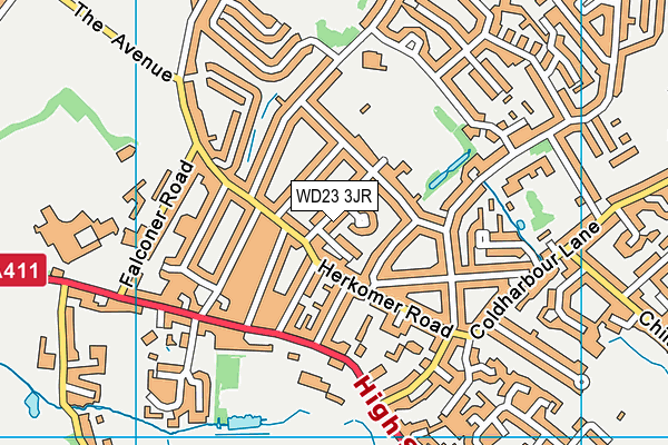 WD23 3JR map - OS VectorMap District (Ordnance Survey) WD23 3JR map - OS VectorMap District (Ordnance Survey)