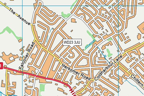 WD23 3JU map - OS VectorMap District (Ordnance Survey) WD23 3JU map - OS VectorMap District (Ordnance Survey)