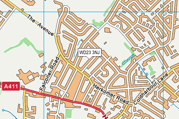 WD23 3NJ map - OS VectorMap District (Ordnance Survey) WD23 3NJ map - OS VectorMap District (Ordnance Survey)