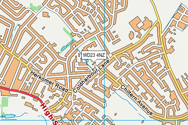 WD23 4NZ map - OS VectorMap District (Ordnance Survey) WD23 4NZ map - OS VectorMap District (Ordnance Survey)